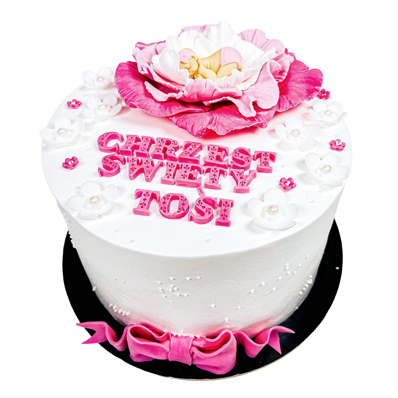 Tort na chrzest śpiący bobas