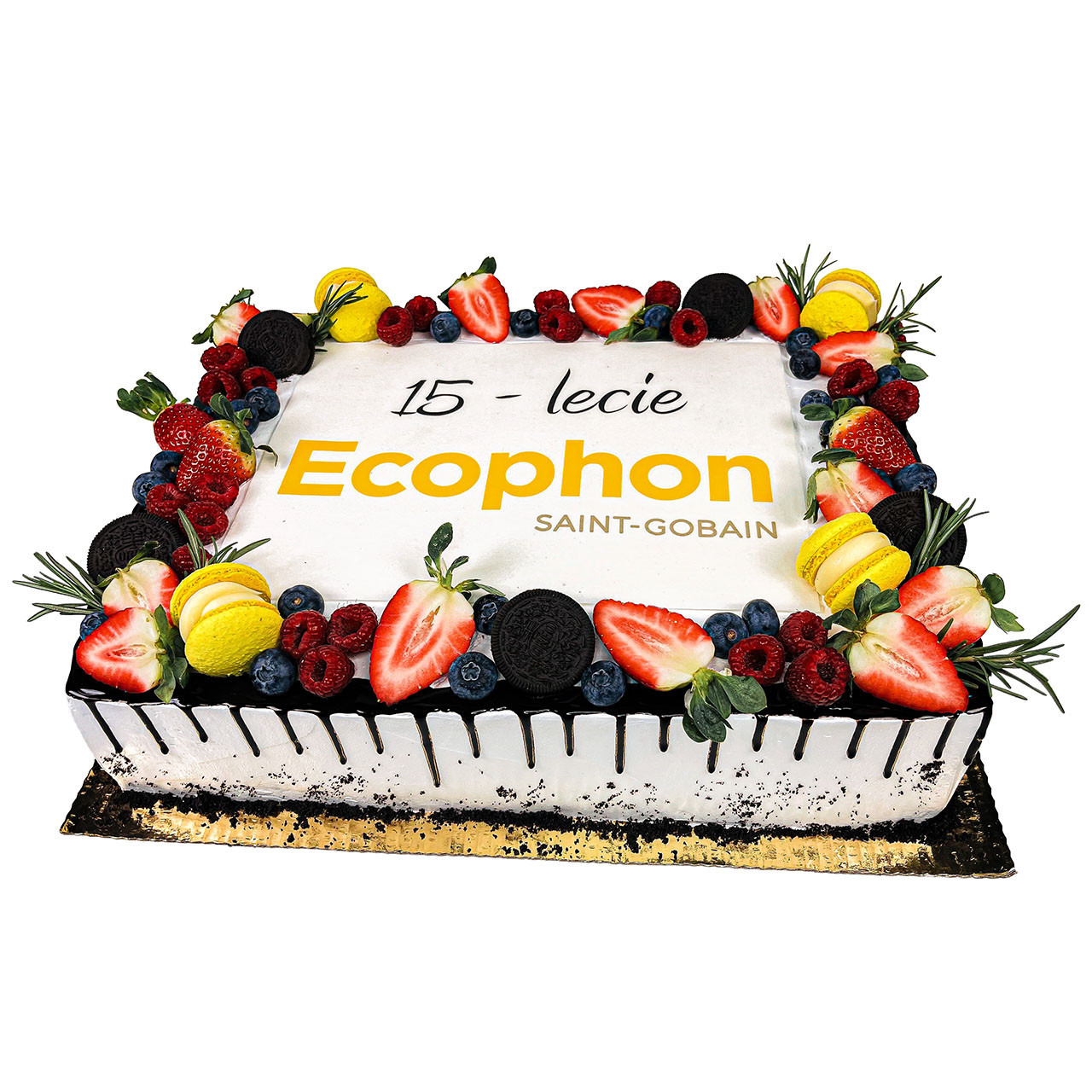 Tort drip cake prostokątny z logo firmy