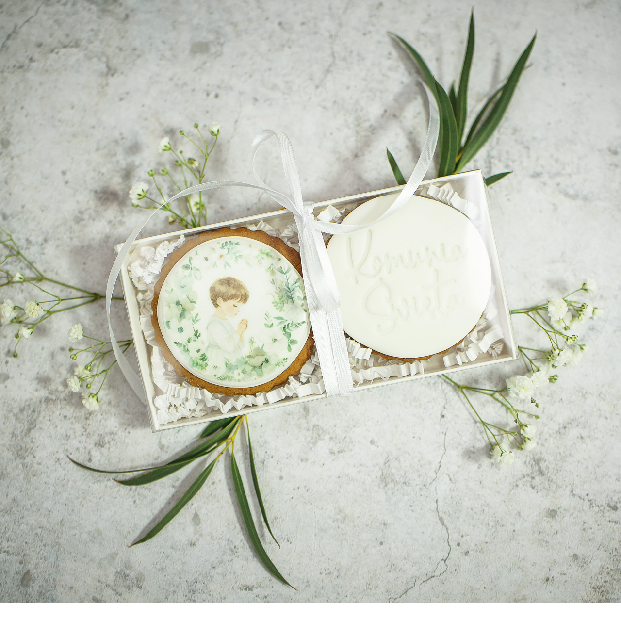 Podziękowania dla gości - zestaw 10 sztuk ciasteczek "Chłopczyk"