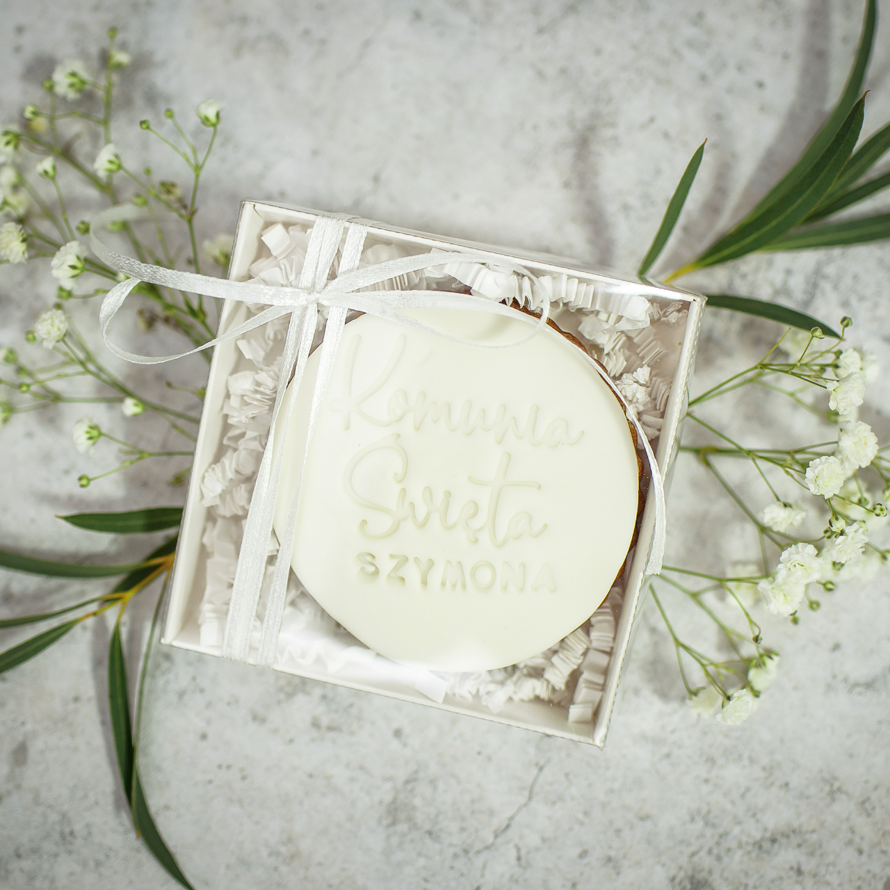 Podziękowania dla gości - zestaw 10 sztuk ciasteczek "Biel"