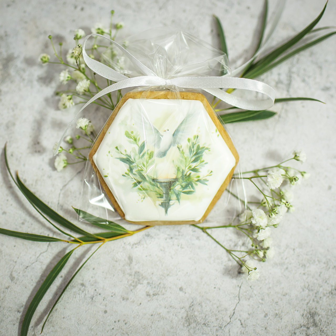 Podziękowania dla gości - zestaw 10 sztuk ciasteczek "Gołąb"