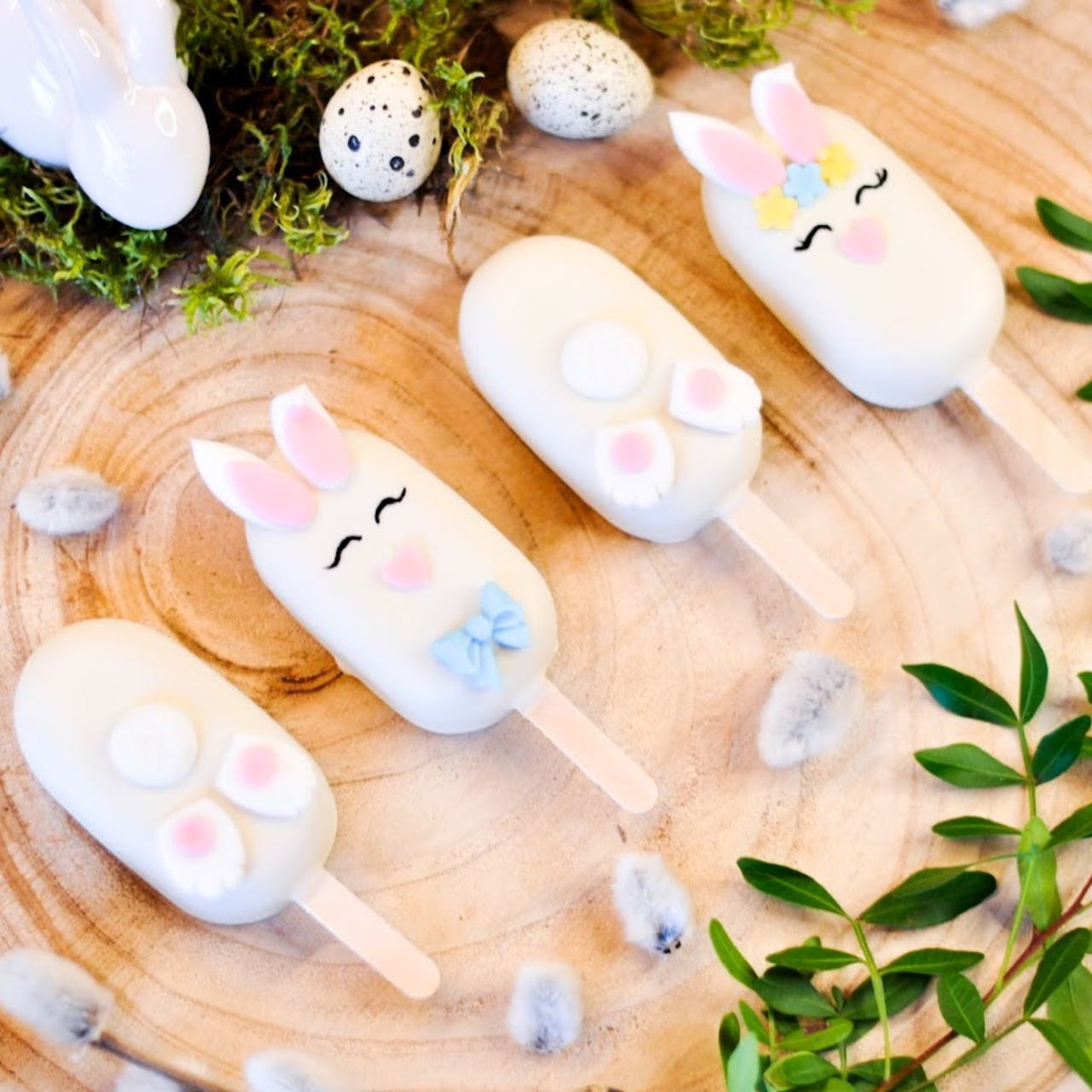 Ice cake pops: króliczki - zestaw 4 sztuk