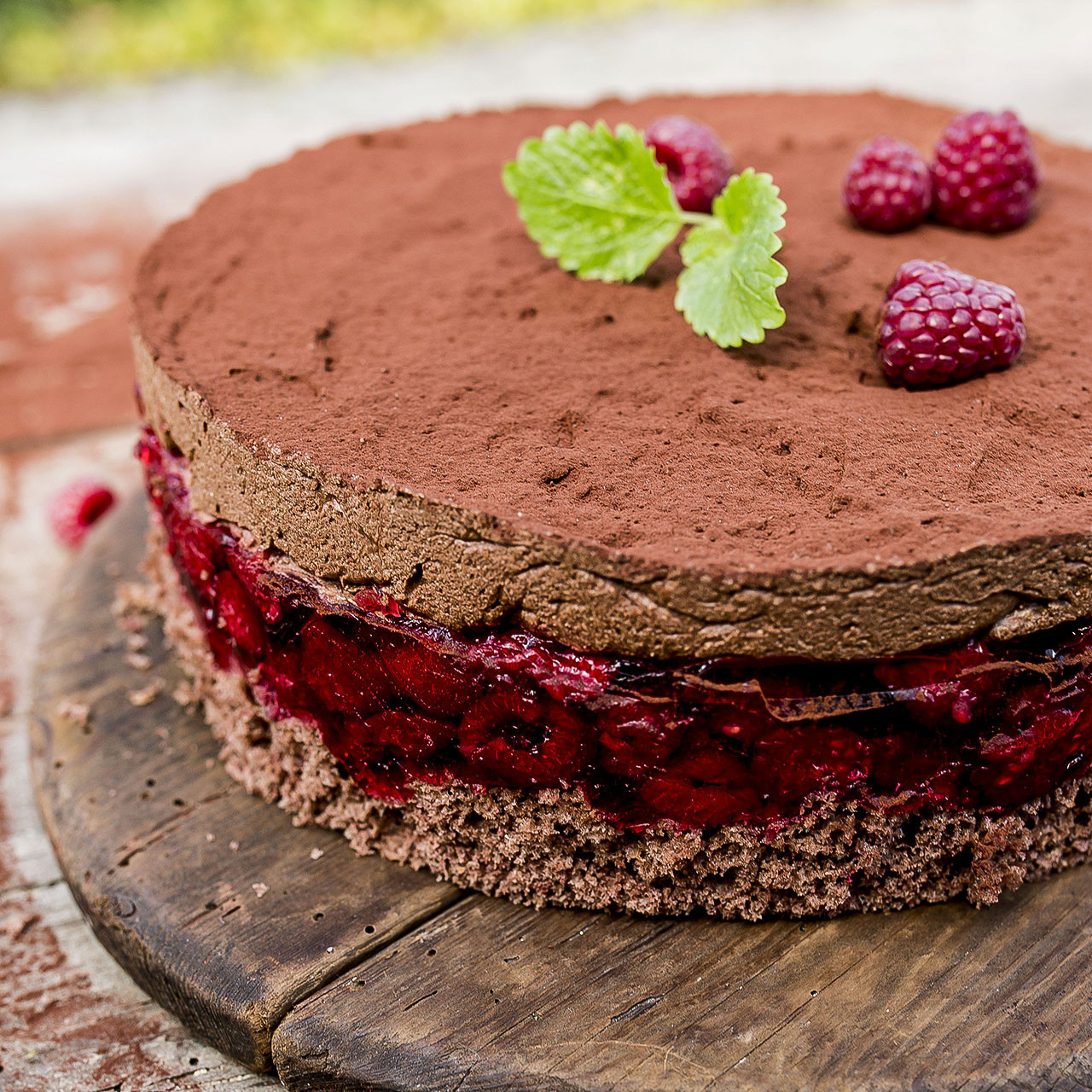 Ciasto delicja malinowa z musem czekoladowym