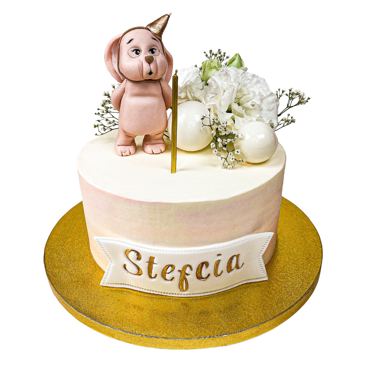 Tort królik z kwiatami